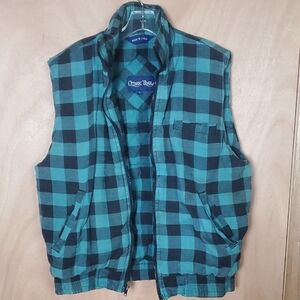 Ozark Trail Teal and Black Plaid Vest